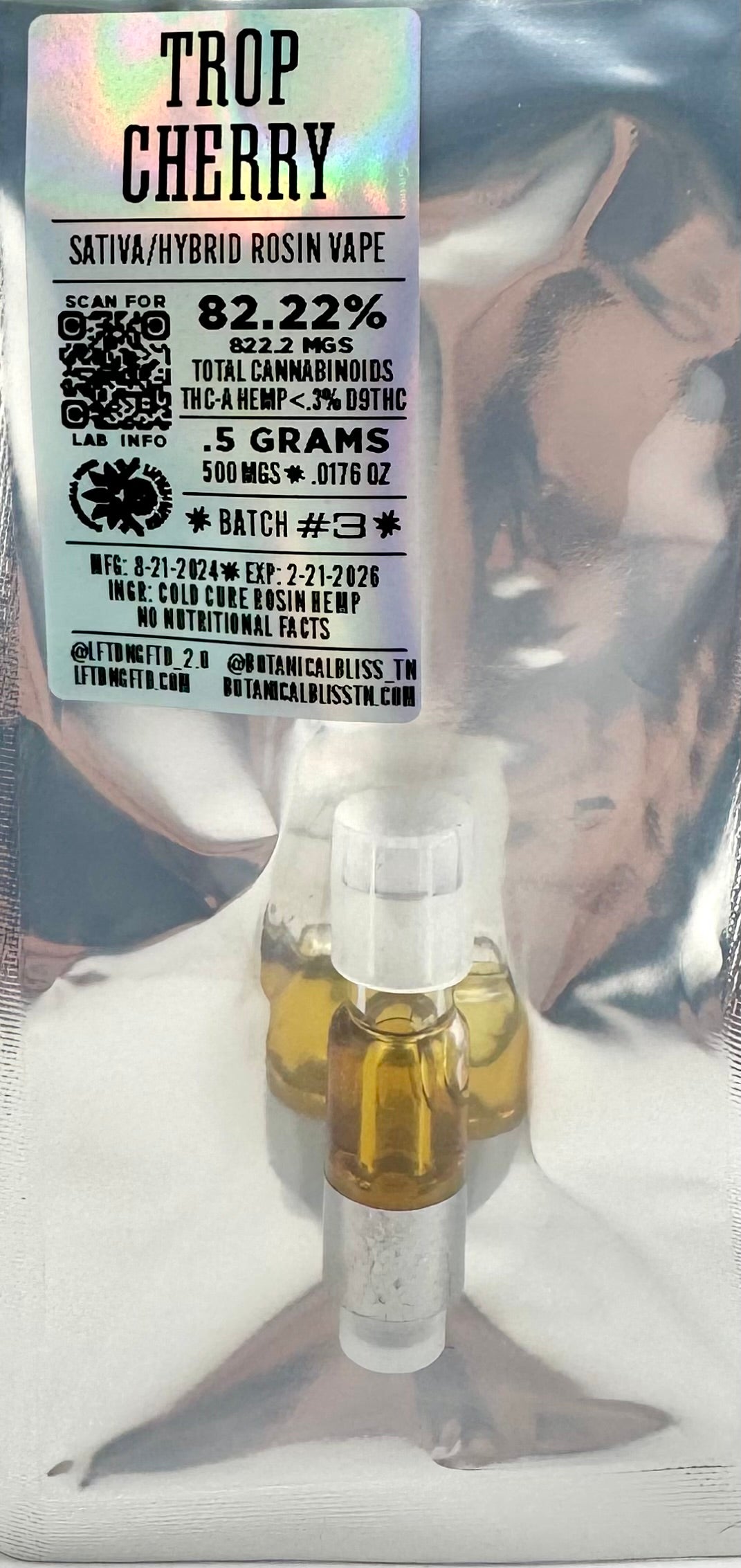Botanical Bliss THCa Live Rosin .5g Carts | The Hive